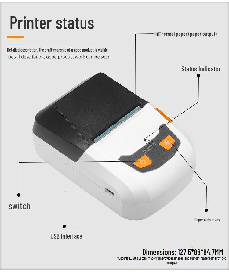 58mm Portable Jewelry Price Tag Printer with Self-Adhesive Hang Tags for Supermarkets