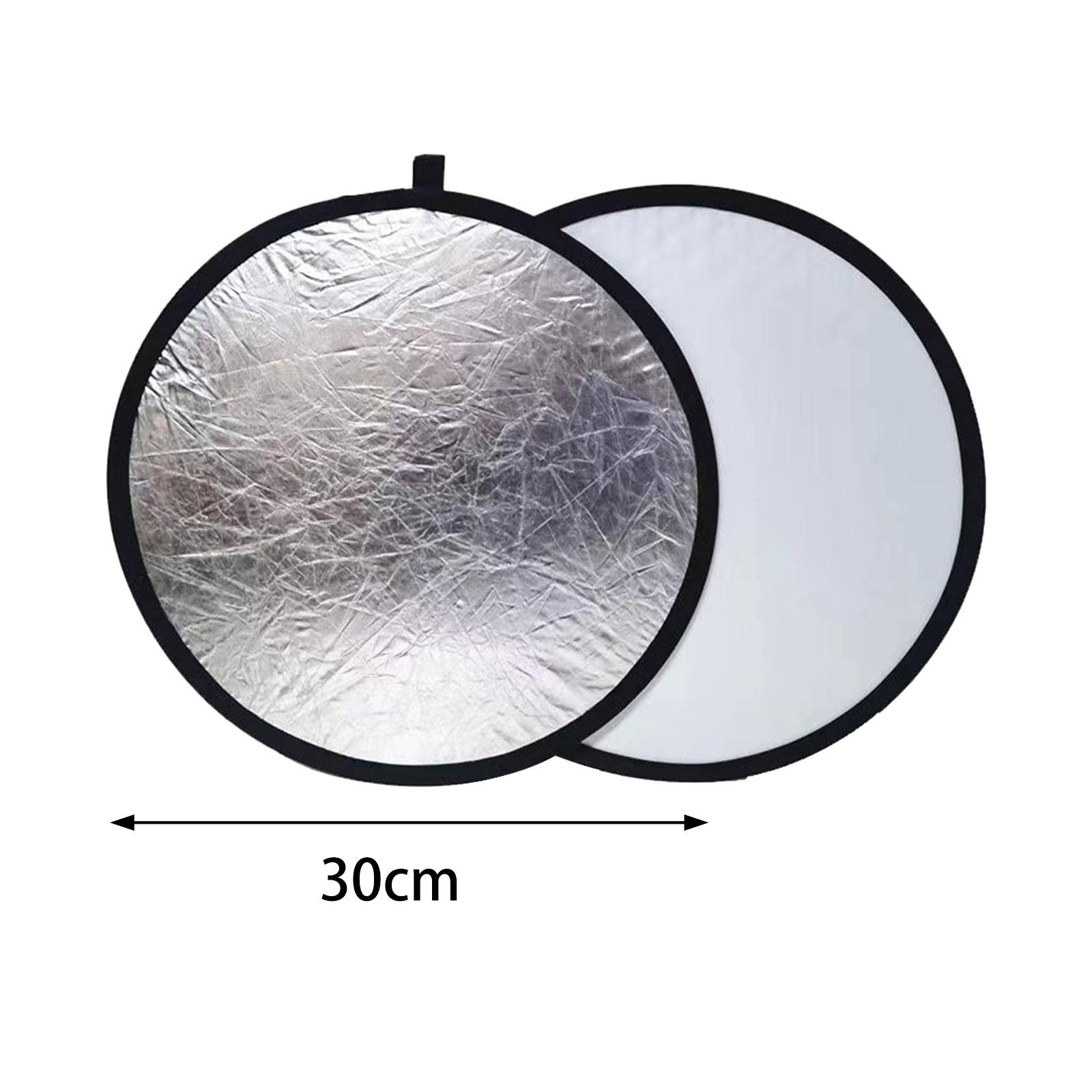 

Light Reflector Two in 1 Photography Reflector Round Silver White Light Diffuser, Photography Panel for Camera Fill Light