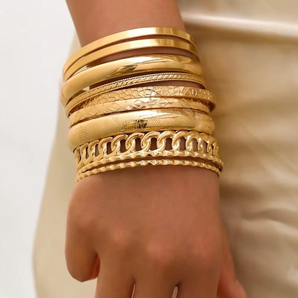 Unique Personality Bracelet Korean Style Hand Jewelry New Metal Bangles Set  Girls