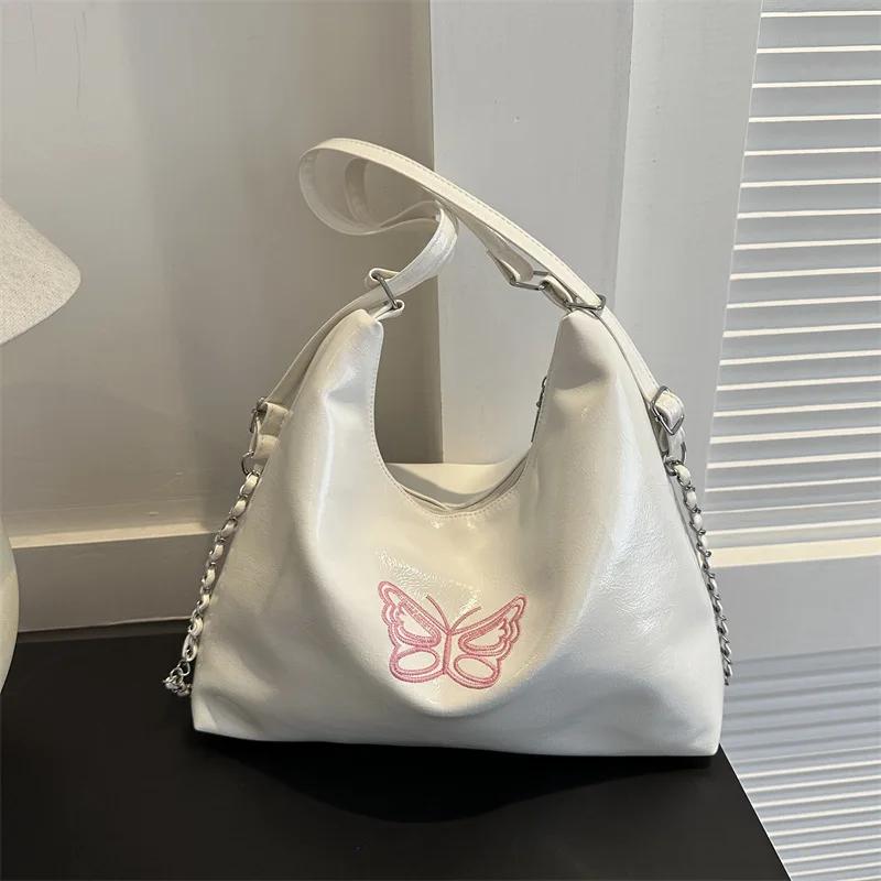 Große Kapazität Schulter Umhängetasche mit Kette für Frauen Einfache Tasche Koreanische Version Mode Luxus Neu