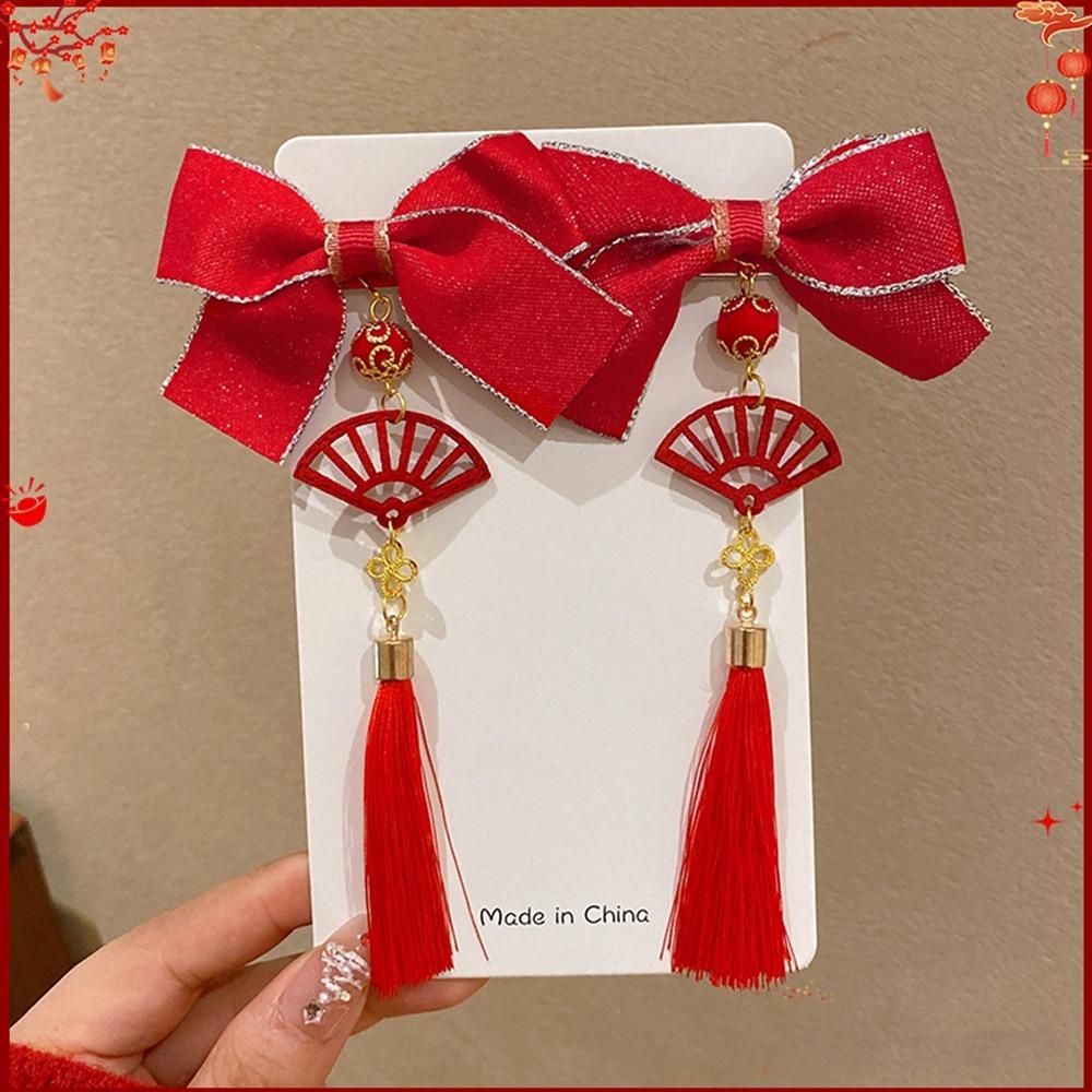Plush Children Red Bow Hairpin Cat Ears Hanfu Hair Sticks All-match Ancient Style Hairpin  Girls