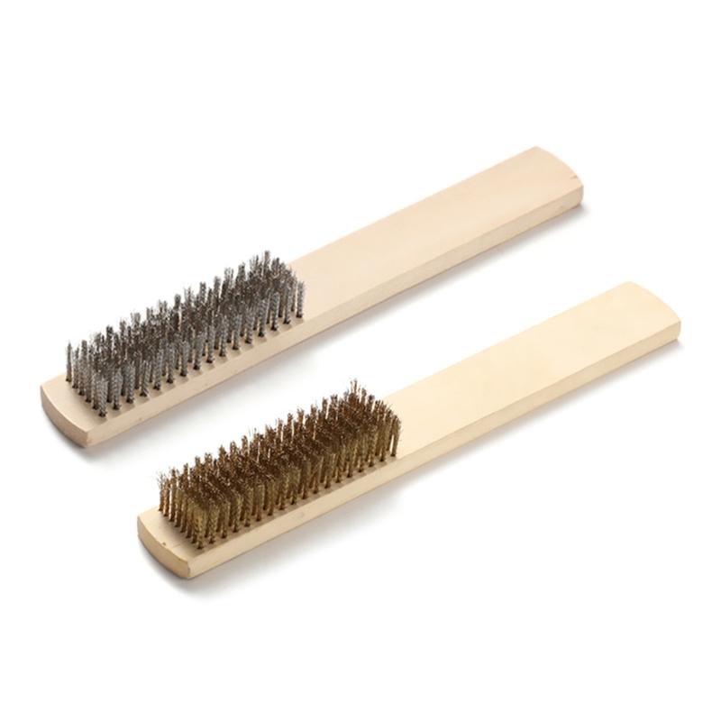 12 Piece Wire Brush Copper/Steel Brush File Cleaning Brush Timber Handle Steel Rust Removal Polishing Brush for Home