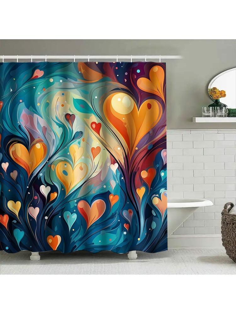 

Colorful Heart Swirls Art Shower Curtain for Bathroom Decoration 90X180cm