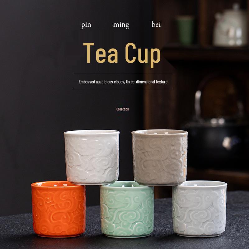 Celadon Auspicious Clouds Large Gongfu Tea Tasting Thumb Ring Cup