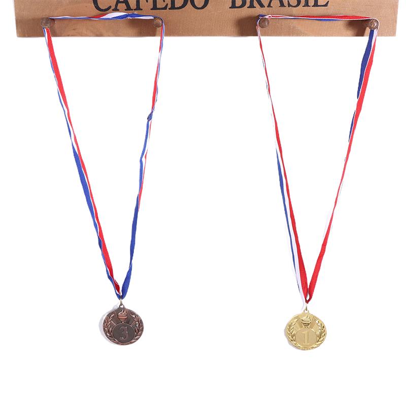 1 Stück 5 cm Gold Silber Bronze Metall Auszeichnungsmedaillen Siegermedaillen mit Halsband Wettbewerbsmedaillen Schülerbelohnungen Sportmedaillen