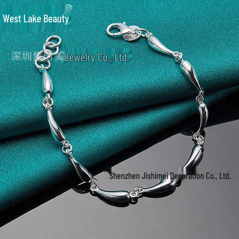 Silberne Regentropfen-Kettenarmband von West Lake Jewelry