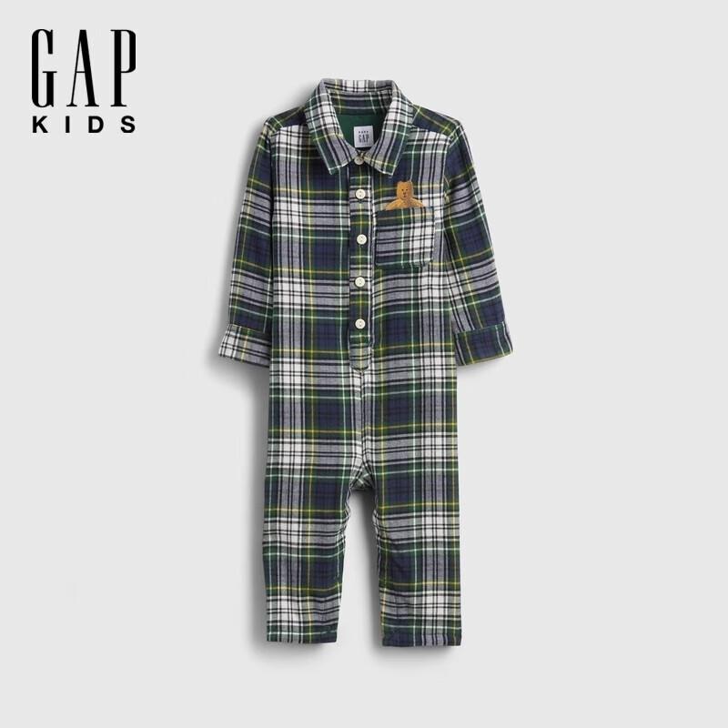 

Gap Baby Flannel Plaid Bear One-Piece 73/48