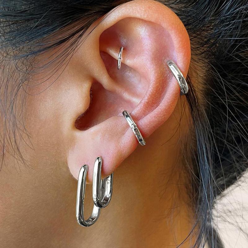 2 STÜCKE Neue Goldfarbe Quadrat Creolen Frauen Männer Edelstahl Huggie Minimalistischen Punk Unisex Rock Ohrringe Piercing Schmuck