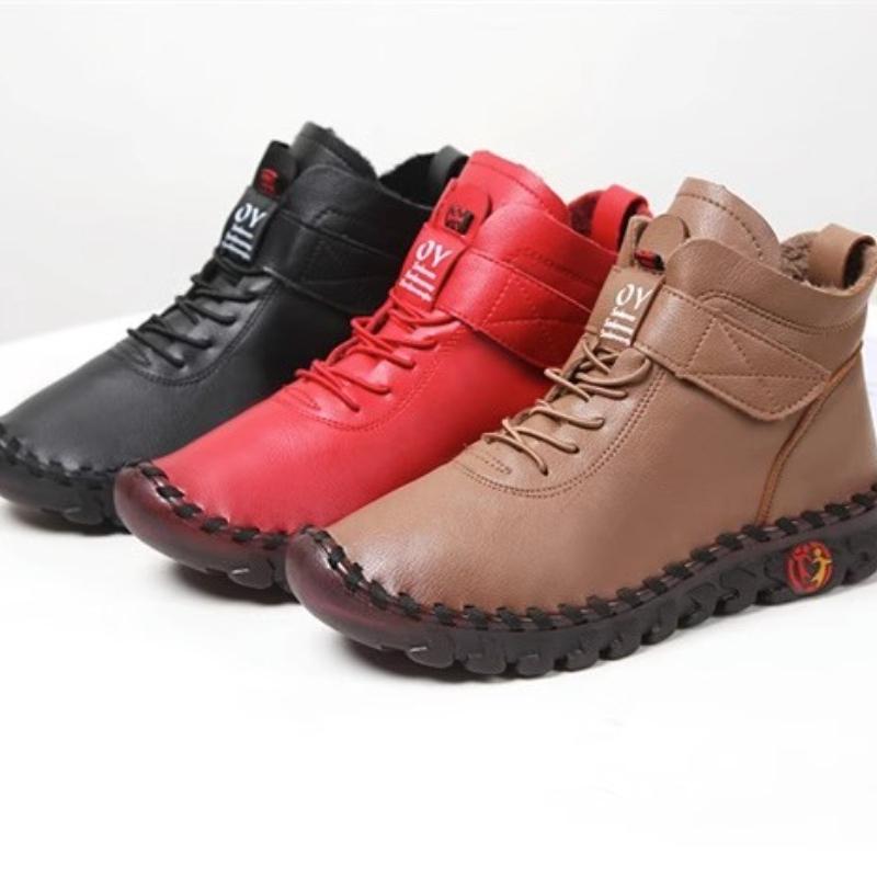 Cotton shoes women's flat bottom autumn winter short boots comfortable non slip  plush versatile casual wear-resistant boots