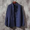 Men's Chinese Style Long-Sleeve Stand Collar Cotton Linen Shirt for Spring and Autumn