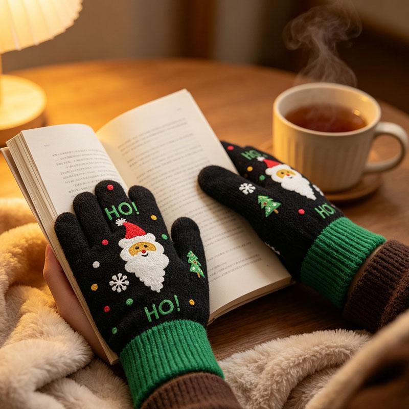 Xiaomi 1-20Pairs Winter Knit Touchscreen Gloves Thermal Wool Lined 5 Finger Unisex Warm Texting Gloves for Kids Adults Christmas Gift