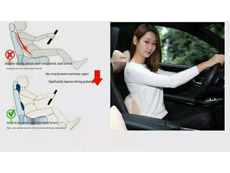 Car Neck and Lumbar Support Pillow Set – Cute Cartoon Design