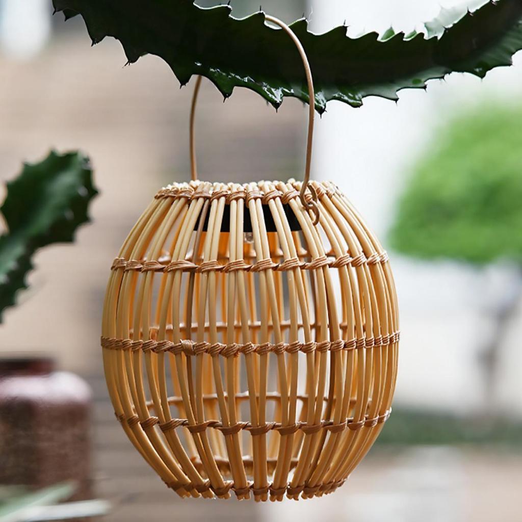Solar Lanterns Weatherproof Rattan Light Boho Solar Powered Lanterns for Garden Pathway Patio Yard Home Porch Fence Gate Wall