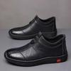 Nové pánské kožené boty, pánské business casual měkké kožené boty s měkkou podrážkou, návleky na nohy pro střední a starší otce, sametové teplé pánské boty