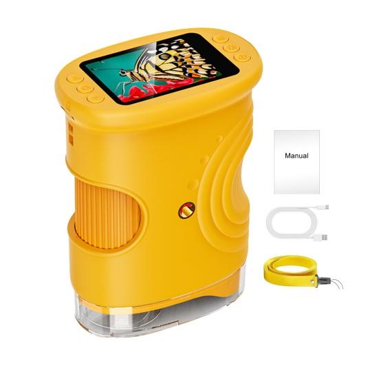 Kids Digital Microscope 1000X Mini Portable Pocket Microscope Camera with 2-Inch IPS Screen Built-in 8 LEDs Educational Magnifying Glass Toy