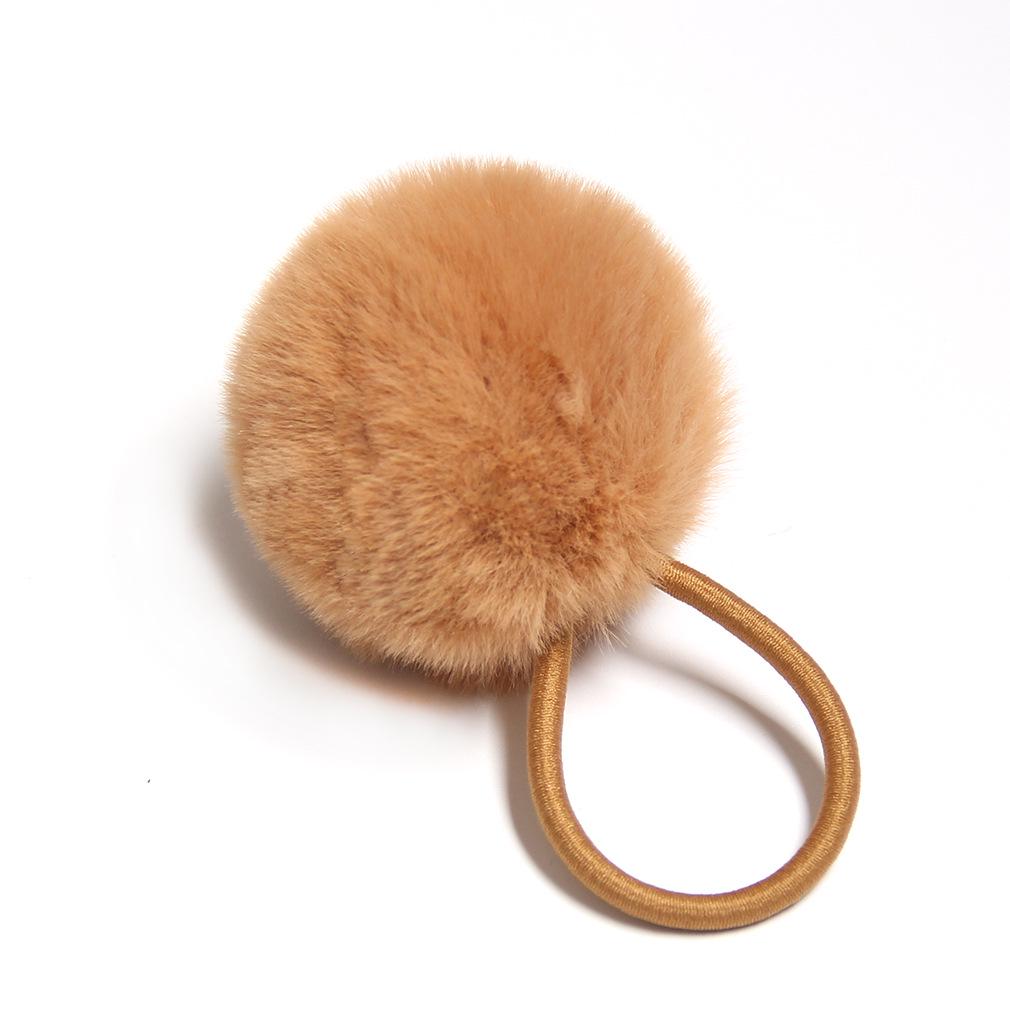 Imitation Rex Rabbit Fur Scrunchie: Cute, Versatile Pom-Pom Elastic Hair Tie In Matching Colors