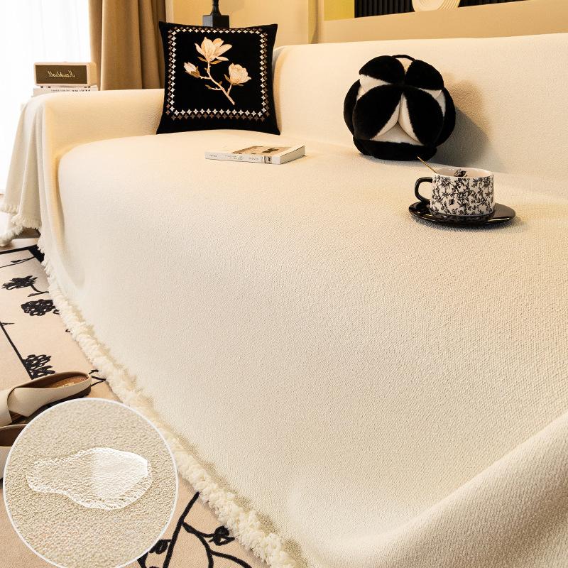 

Однотонный чехол на диван Водонепроницаемый Бахрома Диванные полотенца Домашнее украшение Мягкая подкладка Четыре сезона Защита от царапин кошек Не липнущие шерстяные одеяла 180*180cm