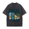 Vacay Vibes Summer With My Tribe Tropical Palm Beach Sunset Washed Distressed Loose Streetwear Tops for City Walks