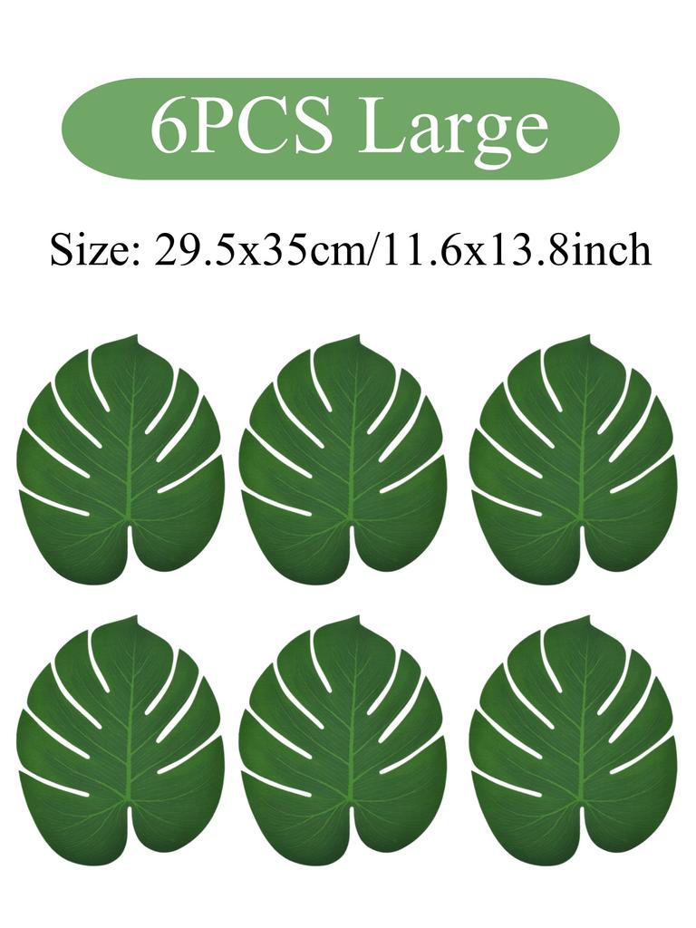 24pcs Artificial Tropical Palm Leaf Jungle Beach Theme Party Flower Accessories Cup Mat Wedding Birthday Party Home Table Decor