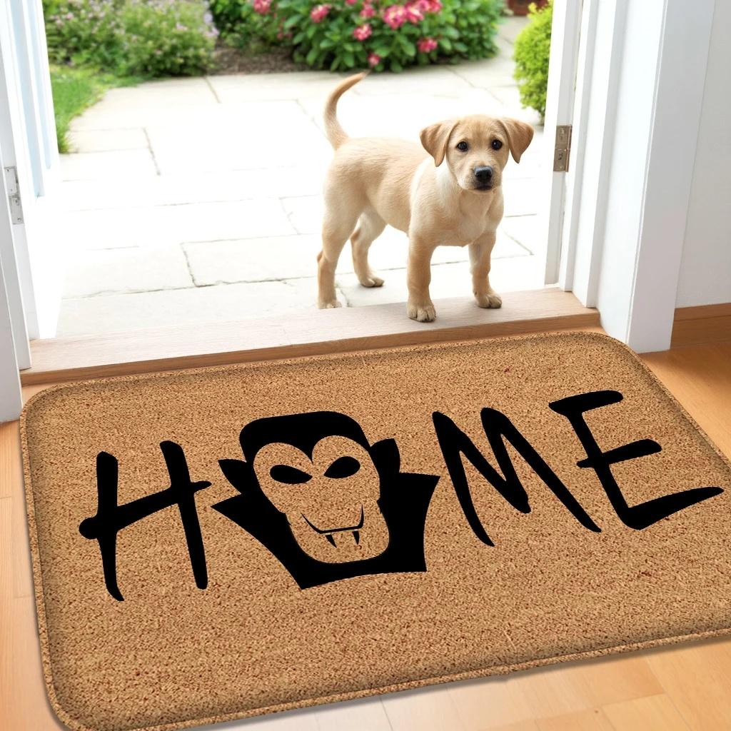 Halloween Horror Pumpkin Pattern Indoor and Outdoor Decoration Door Mat Bedroom Living Room Small Carpet Bathroom Absorbent Pad