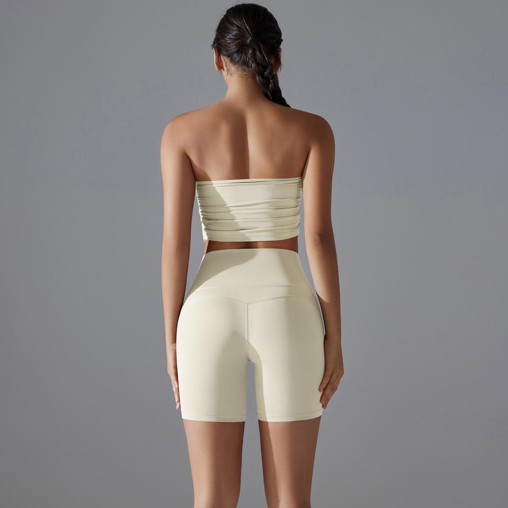 New One-piece Sports Bra With Anti Slip, Anti Glare, Strapless Yoga Suit Set, Base, Fitness Shorts Two-piece Set