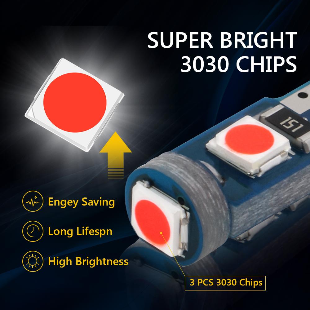 10 STÜCKE T5 W3W W1.2w Instrumentenlampe Anzeige Kraftstoffanzeige Canbus LED Auto Mittelkonsole Armaturenbrett Anzeige Warnung Keillampen