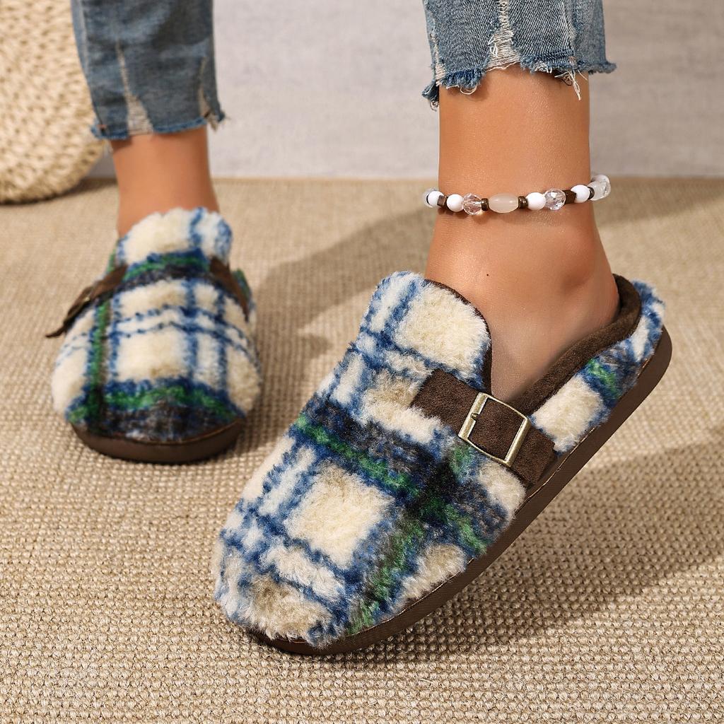 Fashion Women Slippers Fashion Outer Wear Style Women Cotton Slippers Retro Autumn Winter Warm Soft-soled Cotton Shoes Home Slides Women