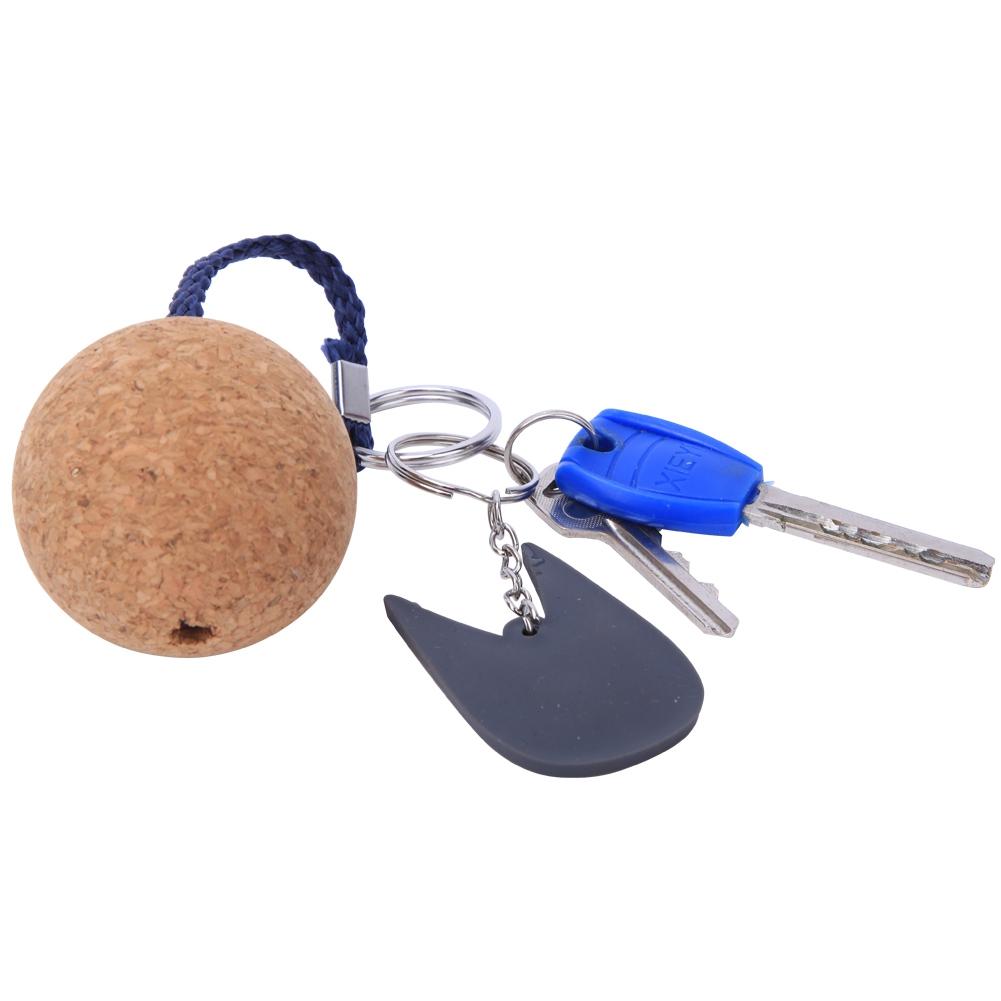 Stainless Steel Ring Cork 5cm Floating Wooden Ball Key Chain Float Keychain Water Sports Accessroies