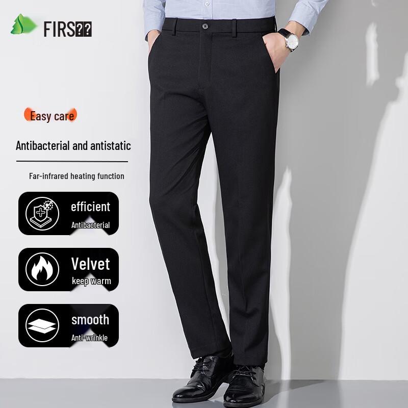 

Shanshan Men s Antibacterial Antistatic Fleece Lined Straight-Leg Trousers 32