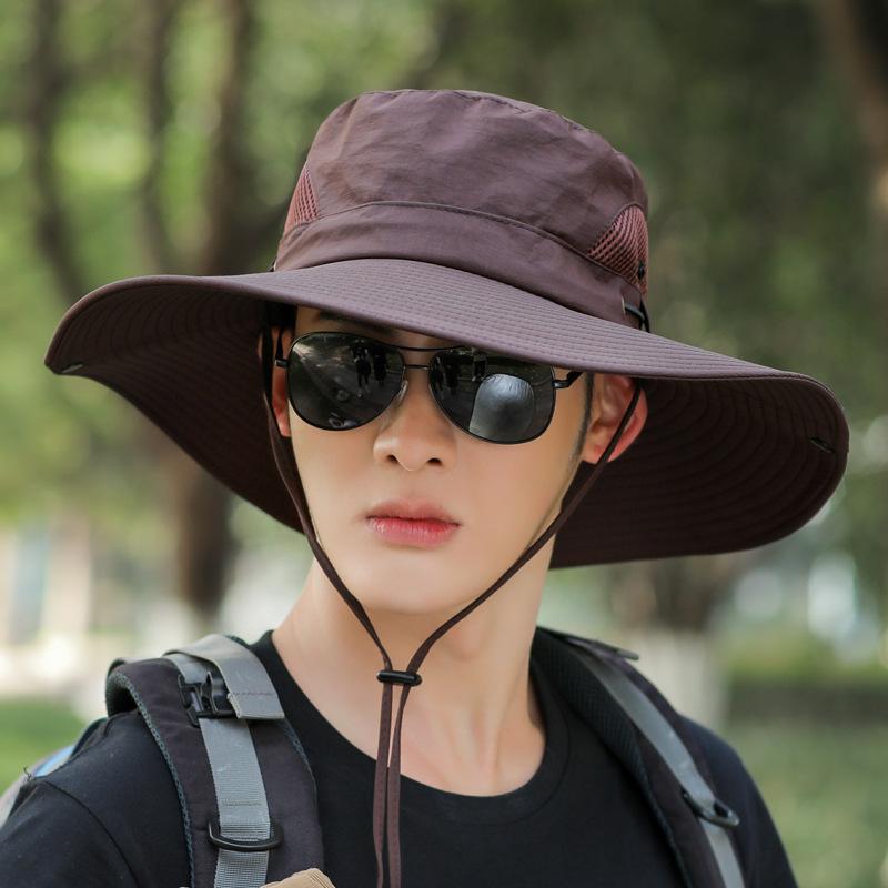 Outdoor leisure bucket hat women sunscreen men fishing mountaineering summer eaves cover face travel foldable sun hat