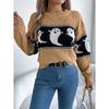 Autumn/Winter Women's Hoodie Halloween-themed Ghost Contrast-colour Long-sleeved Pullover Women's Knitted Sweater Top
