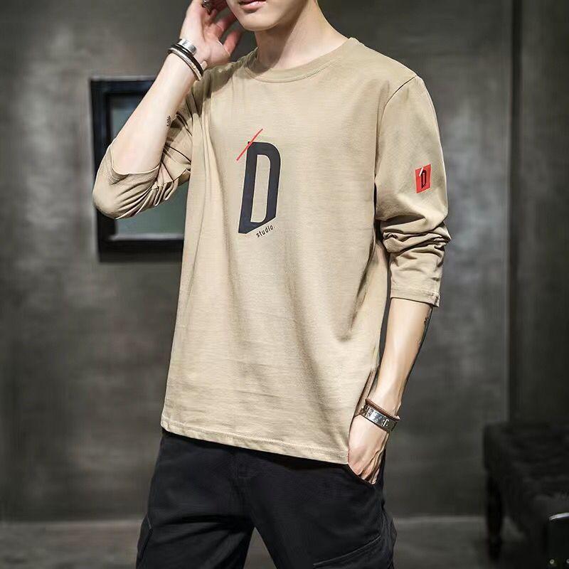 Men T Shirt Solid Color O-neck Long Sleeve Streetwear Casual Men Clothing Korean Style Fashion Tee Tops M-4XL