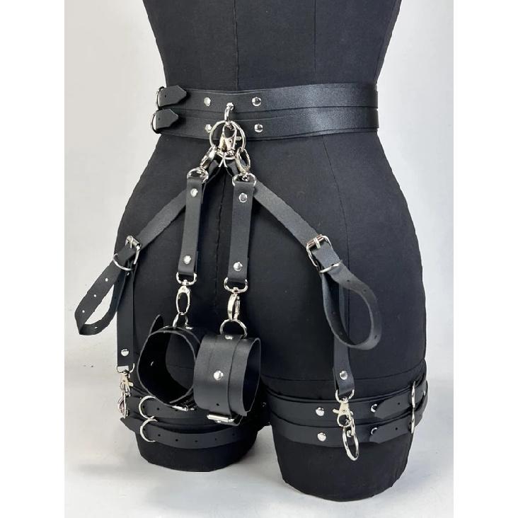 Women Sexy Leather Thigh Garter Belt Lingerie Leg Straps Bdsm Bondage Women Handcuffs Fetish Clothing Festival Rave Accessory