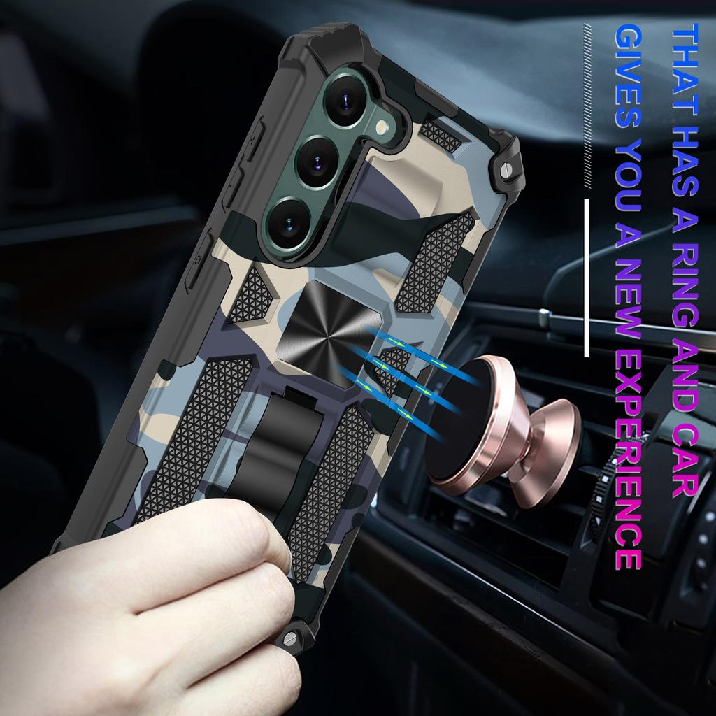 Camouflage Rüstung Stoßfeste Hülle Für Samsung Galaxy A15 A16 A17 A26 A36 A55 A56 TPU Rahmen Kunststoff Versteckter Ständer Handyhülle