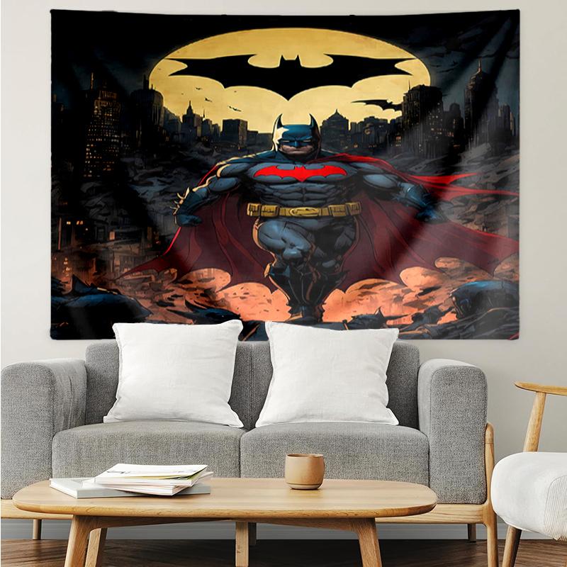 Batman Print Tapestry, Backdrop, Easy Setup, Ideal for Bedroom, Office & Living Room, with Aesthetic Wall Hanging Decor.