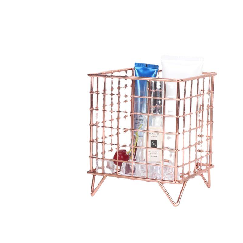 Nordic Wrought Iron Desktop Storage Basket - Cosmetic Organizer Rack