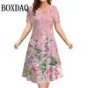 Fashion Women's Dresses Retro 3D Print Short Sleeved Summer Clothing Loose Casual Plus Size Flowers Dress For Woman