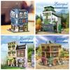 MOC Modern Grocery Store Flower House Building Blocks Set European Shop Villa Architecture Toys Children Birthday Holiday Gifts