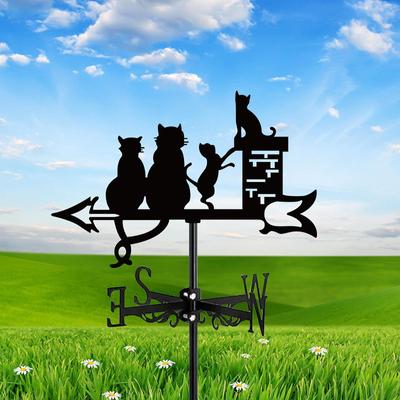 Cat Figurine Weather Vane Animal Wind Decorative Sign Direction Indicator Weathervane for
