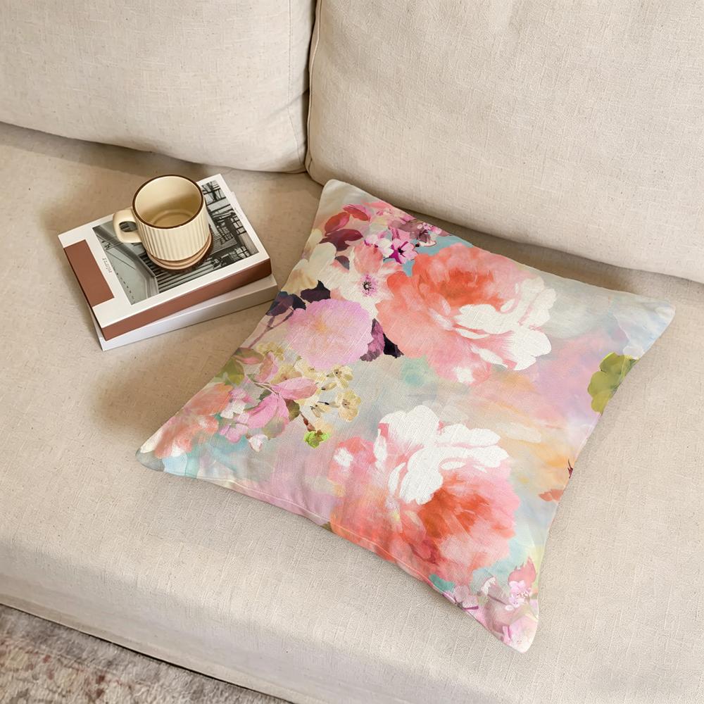 F-Floral Print Cushion Cover Fabric Soft Furnishing,Pillowcase, Cushion Cover, Sofa Pillow, Home Decoration