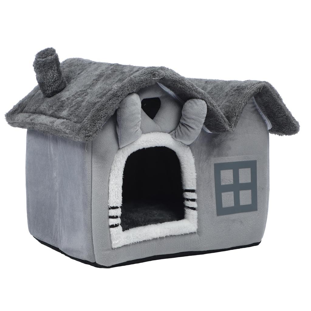 Double Roof Indoor Dog House Removable Cushion Washable Cover Cave Dog House for Small Dogs