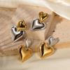 INS Style European and American New 18k Gold Stainless Steel Love Up and Down Gold and Silver Color Matching Earrings Stainless Steel Earrings