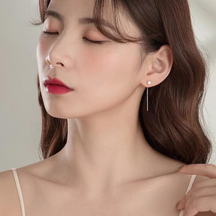Elegant 925 Sterling Silver Pearl Tassel Dangle Earrings for Women - 2024 Summer