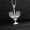 Stainless Steel Jewish Hebrew Tetragrammaton Wicca Pentagram Pendant Necklace Israeli Religious Amulet Jewelry