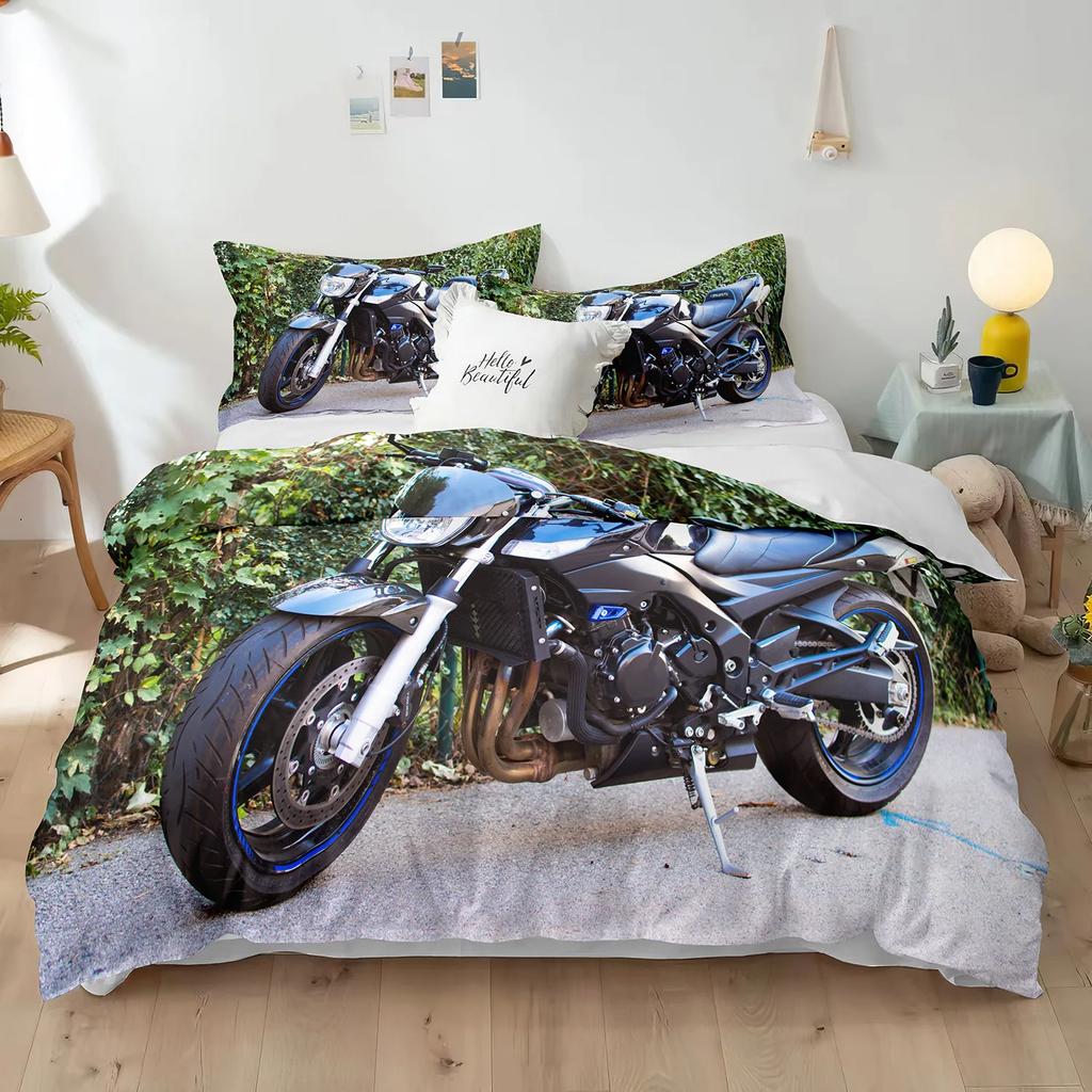 Dirt Bike Duvet Cover Racing Motocross For Teen Adult Motorcycle Rider Extreme Sports Theme For Bedroom Decorations Queen King