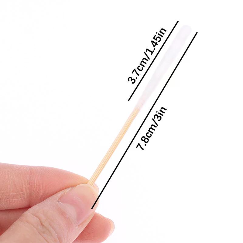 30pcs Bamboo Cotton Swabs Long Head for Tattoo Makeup Eyebrow Lip Cleaning