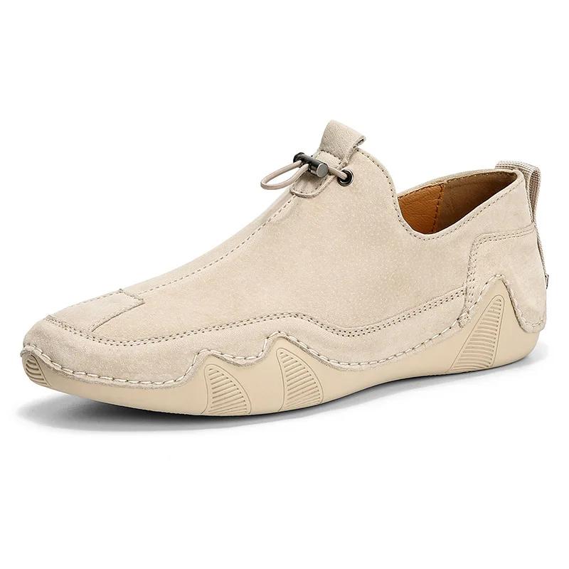 

Кожаные мужские кроссовки, удобная повседневная мужская обувь, износостойкая замшевая кожа, прогулочная обувь, дышащая мужская рабочая обувь 38 бежевый