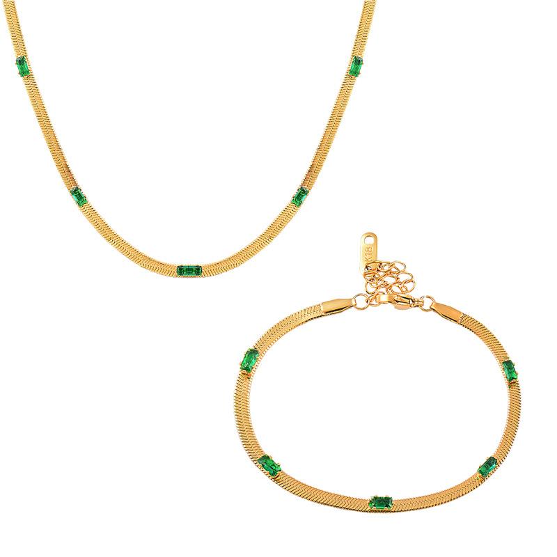 Lanț de guler pătrat verde din oțel titan titan