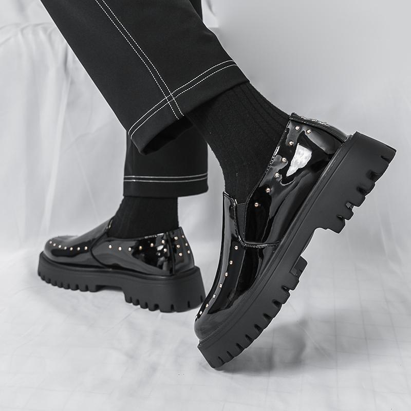 Advanced Willow Ding Decoration Korean Style Handmade Production Comfortable Men's Casual  Thick Soled Round Toe Loafer