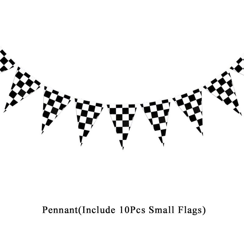 Rennwagen Party Dekorationen Karomuster Rennstrecke Banner Tischdecke Fahnen Banner Ballons für Kinder Renn-Geburtstagsparty Zubehör